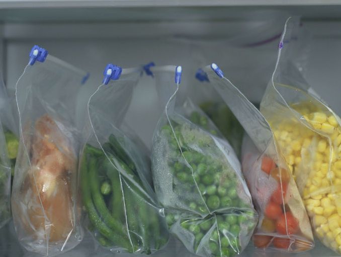 Alimentos congelados en bolsas